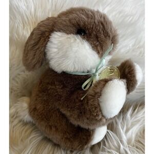 Vintage 1988 Gund Rabbit Romper Plush Stuffed Animal Brown and Tan Realistic 8"